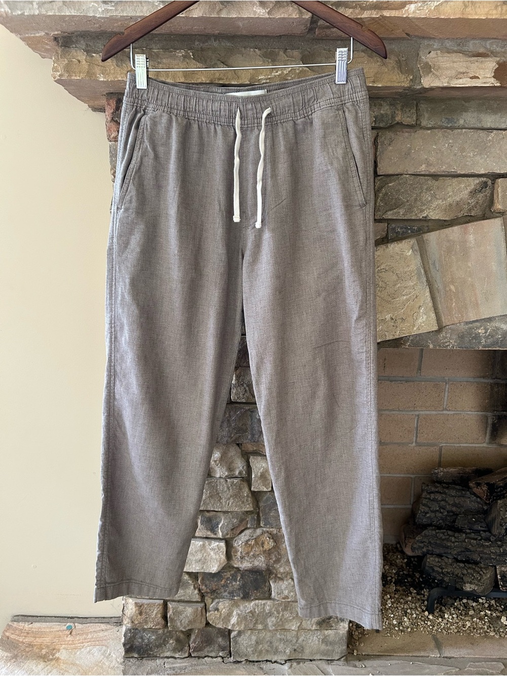 Hollister Men's Light Gray Drawstring cotton/linen pants